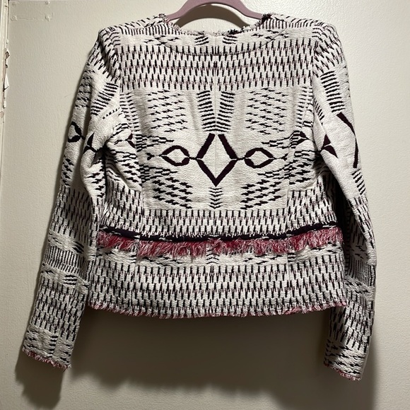 𝅺🌟host Pick🌟 IRO "Kerr" Double Fringed Cool Fish Design Open Jacket - Picture 4 of 8